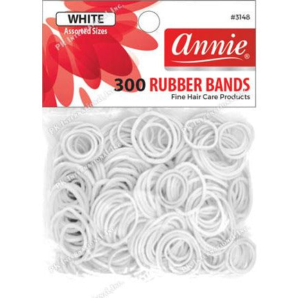 Annie Rubber Bands 300 Count White - Assorted Sizes