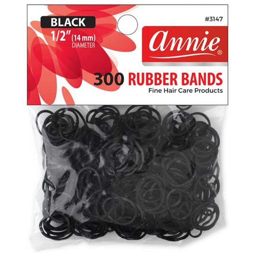Annie Rubber Bands 300 Count Black - One Size