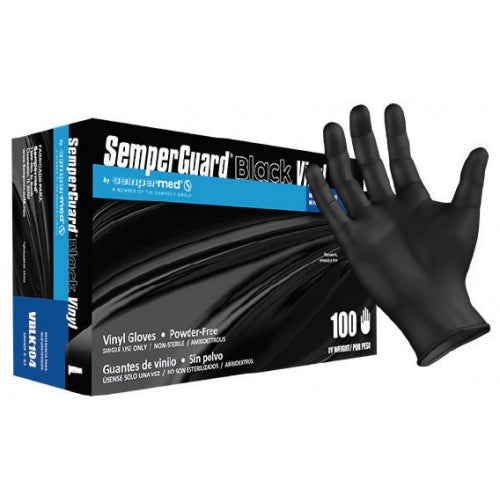 Semper Guard Black Vinyl Powder-Free Gloves 100 Pack