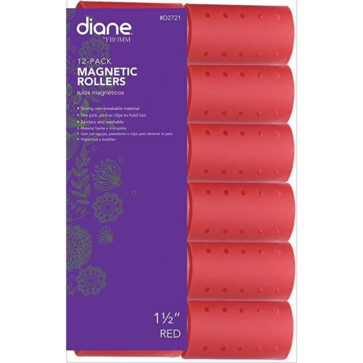 Diane Magnetic Rollers Red 1 1/2" (12 Pack)