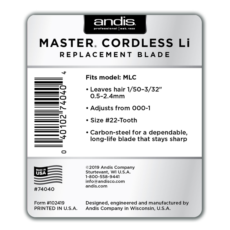 Andis Master® Cordless Replacement Blade, Carbon Steel Size 000-1