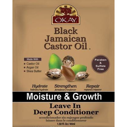 Okay Black Jamaican Castor Oil Moisture & Growth Leave in Deep Conditioning Packet 1.5 oz