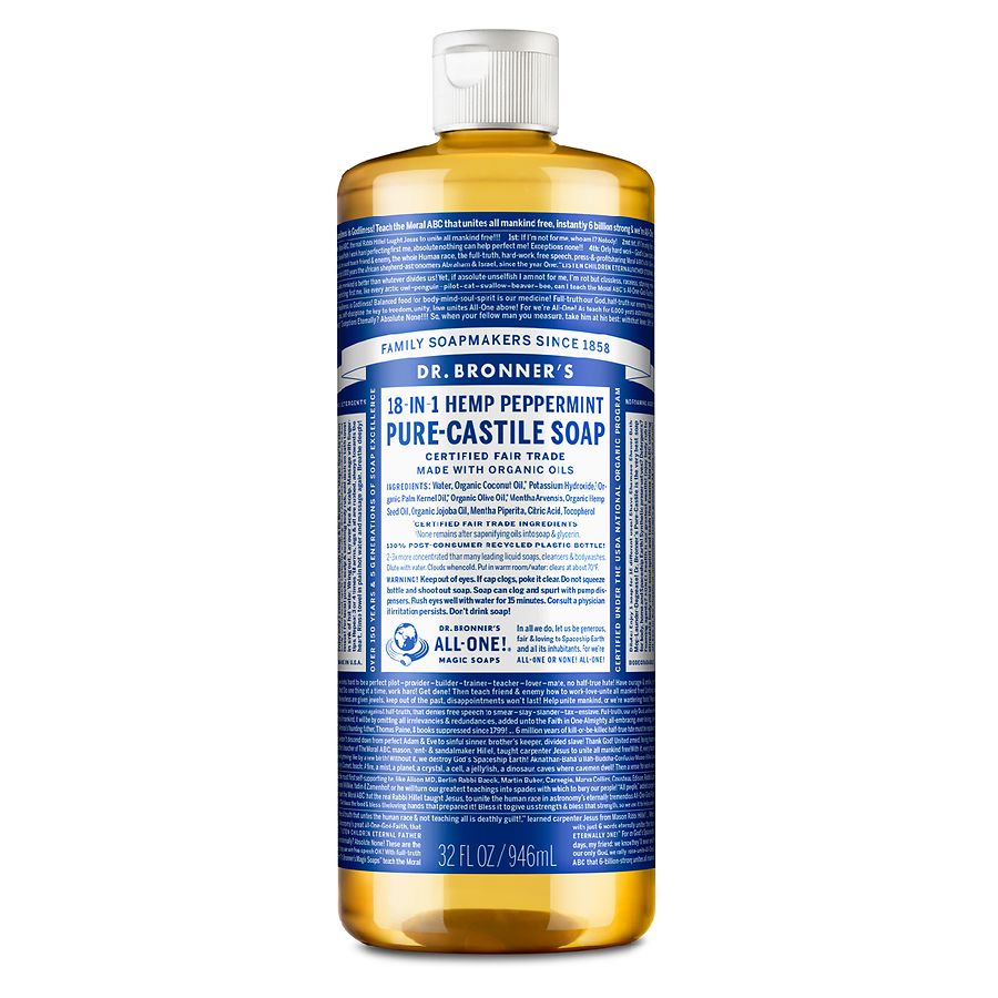 DR BRONNERS 18-IN-1 PEPPERMINT PURE CASTILE SOAP 32 OZ