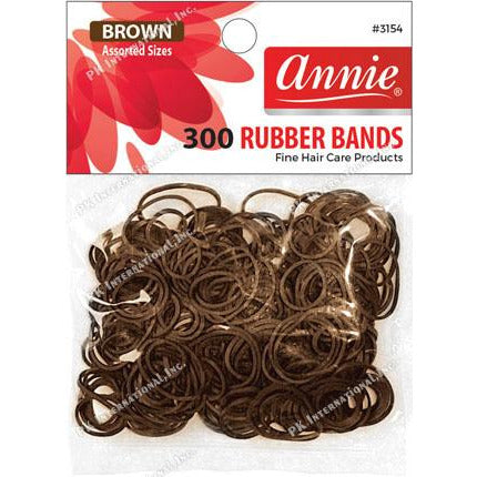 Annie Rubber Bands 300 Count Brown - Assorted Sizes