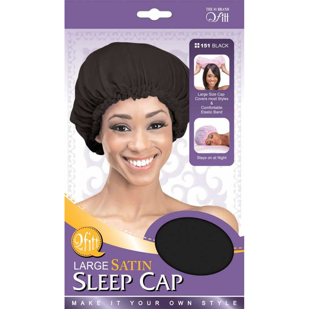 M&M Headgear Satin Sleep Cap Large - Black