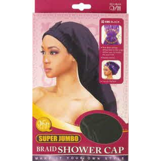 M & M Headgear Braid Shower Cap Super Jumbo - Black